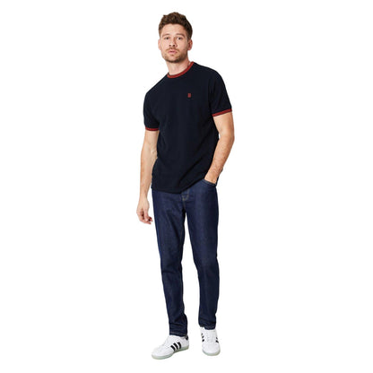 Navy - Side - Burton Mens Tipped Pique T-Shirt