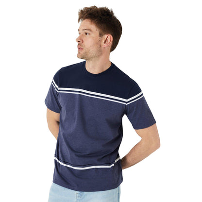 Navy - Front - Burton Mens Placement Striped T-Shirt