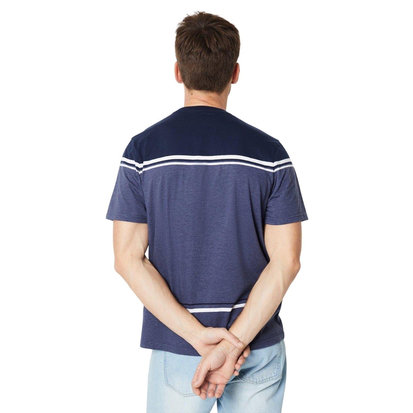 Navy - Back - Burton Mens Placement Striped T-Shirt