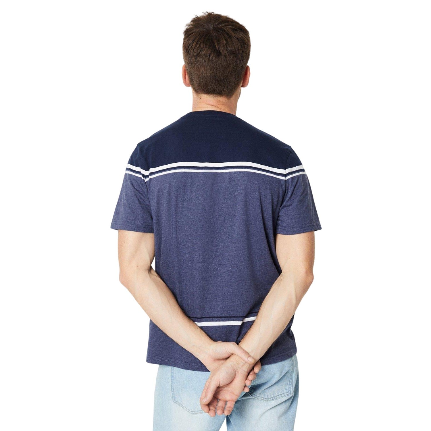 Navy - Back - Burton Mens Placement Striped T-Shirt