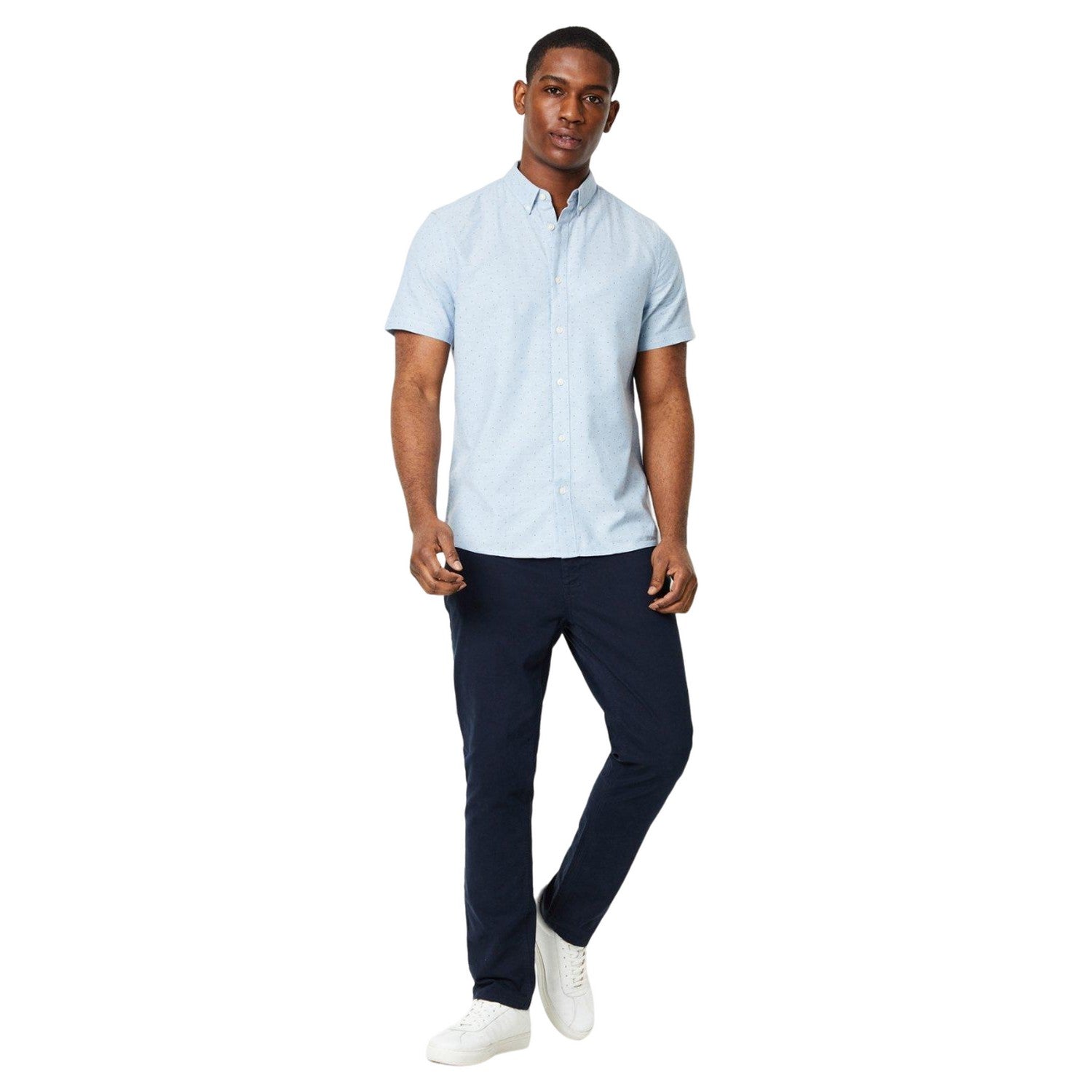 Light Blue - Side - Burton Mens Polka Dot Short-Sleeved Shirt