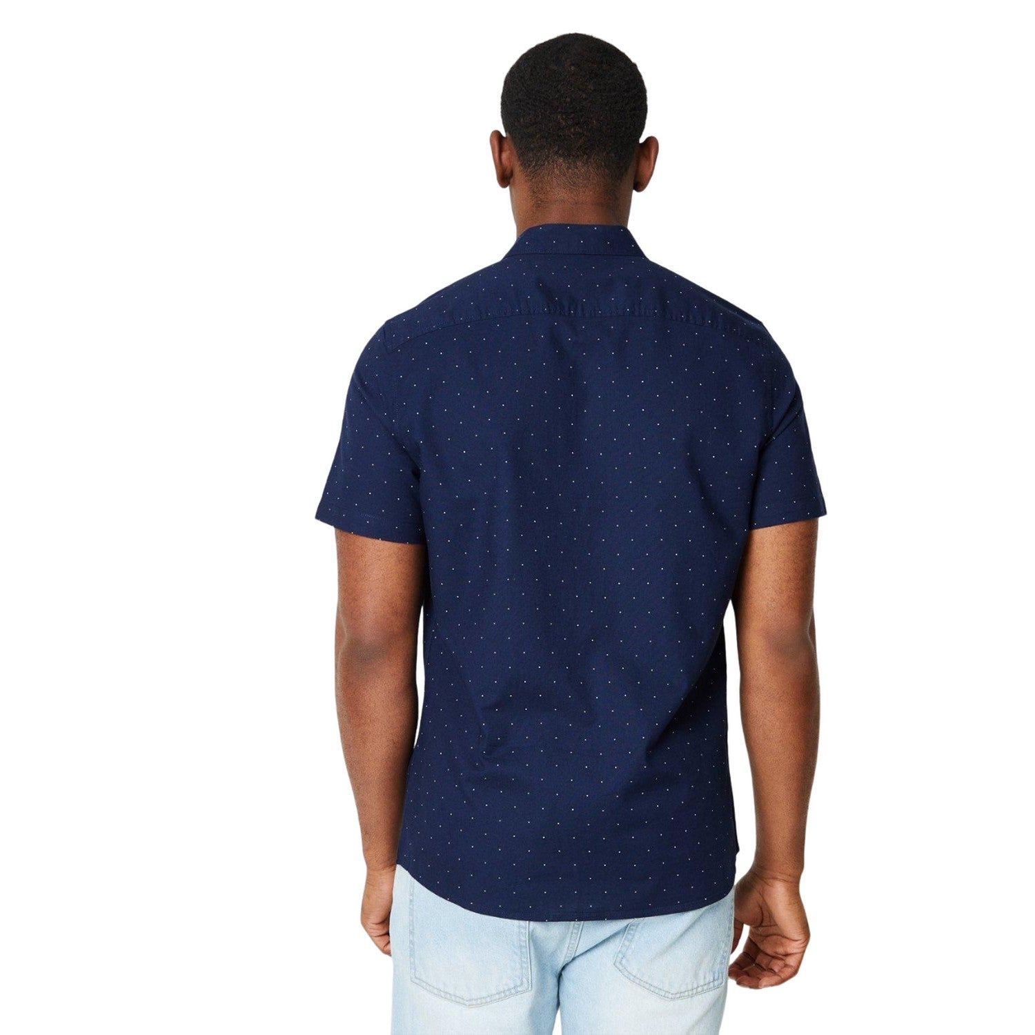 Navy - Back - Burton Mens Polka Dot Short-Sleeved Shirt