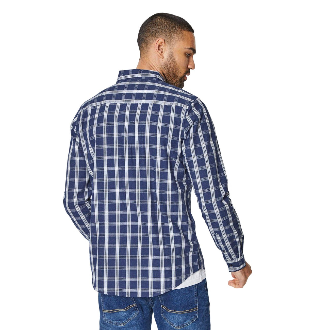 Navy - Back - Burton Mens Classic Checked Long-Sleeved Shirt
