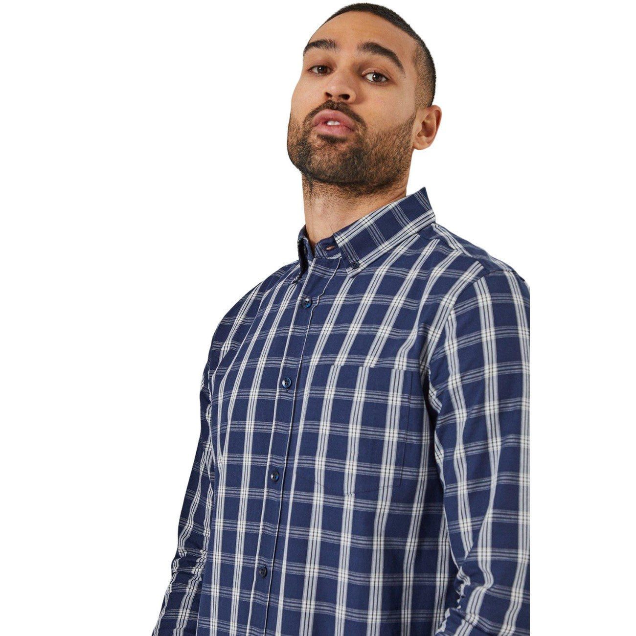 Navy - Side - Burton Mens Classic Checked Long-Sleeved Shirt