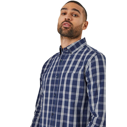 Navy - Side - Burton Mens Classic Checked Long-Sleeved Shirt