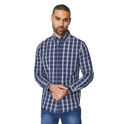 Navy - Front - Burton Mens Classic Checked Long-Sleeved Shirt