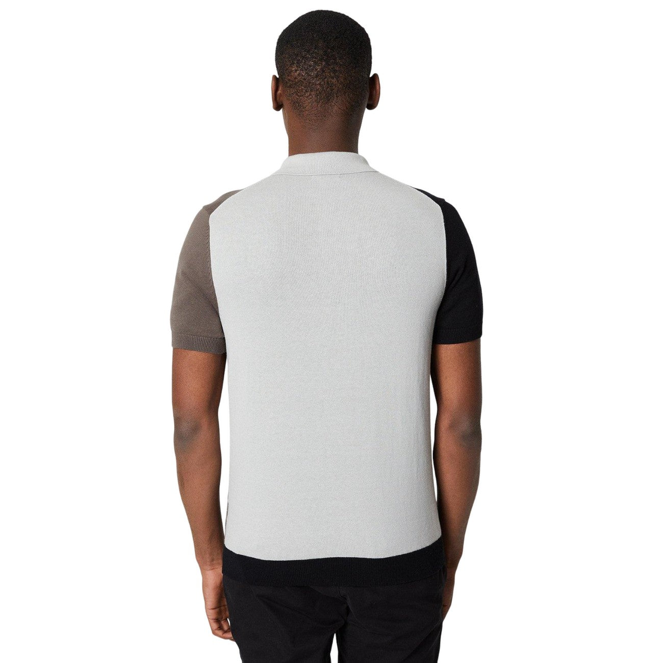 Black - Back - Burton Mens Colour Block Knitted Polo Shirt