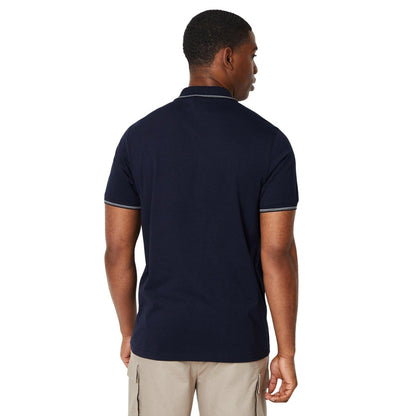 Navy - Back - Burton Mens Mini Stripe Zip Neck Polo Shirt