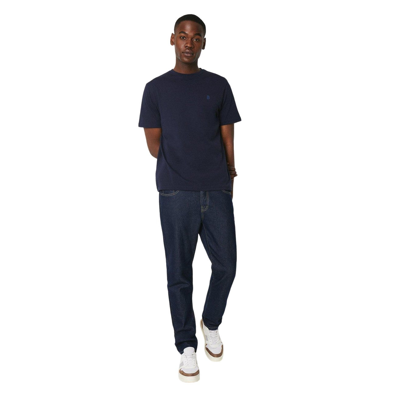 Navy - Side - Burton Mens Logo Crew Neck T-Shirt