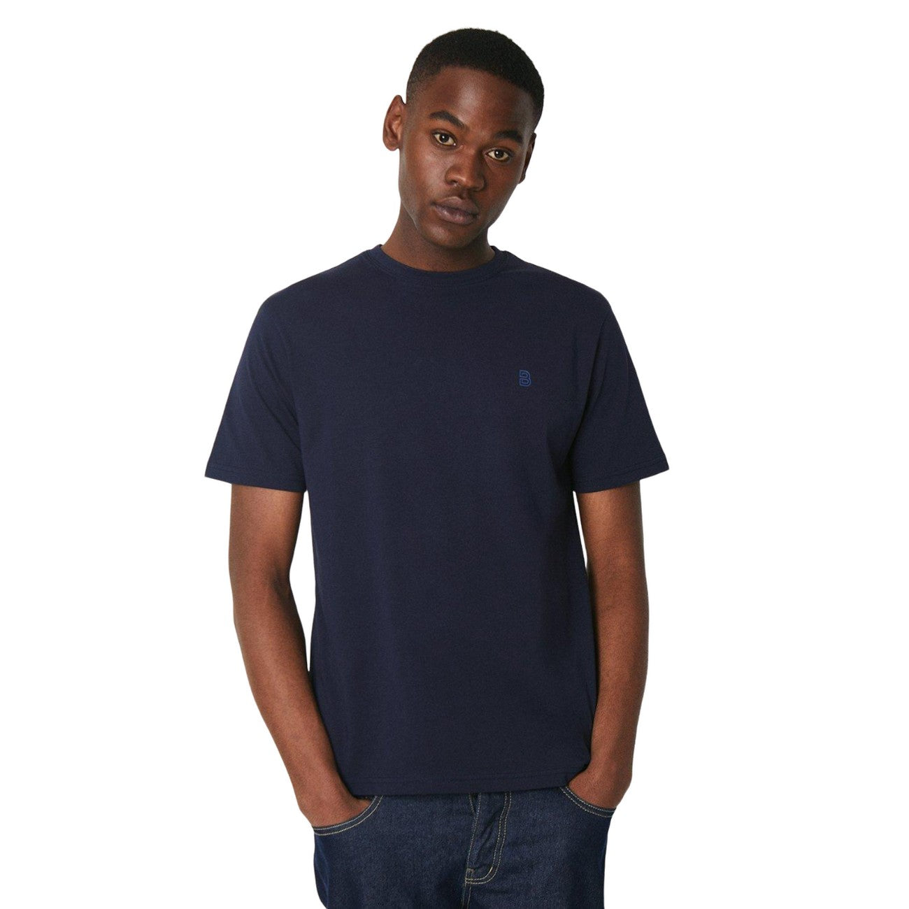 Navy - Front - Burton Mens Logo Crew Neck T-Shirt