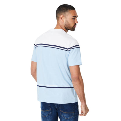 Mid Blue - Back - Burton Mens Placement Stripe Detail T-Shirt