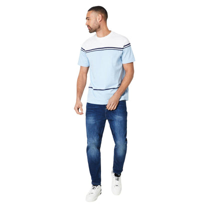 Mid Blue - Lifestyle - Burton Mens Placement Stripe Detail T-Shirt