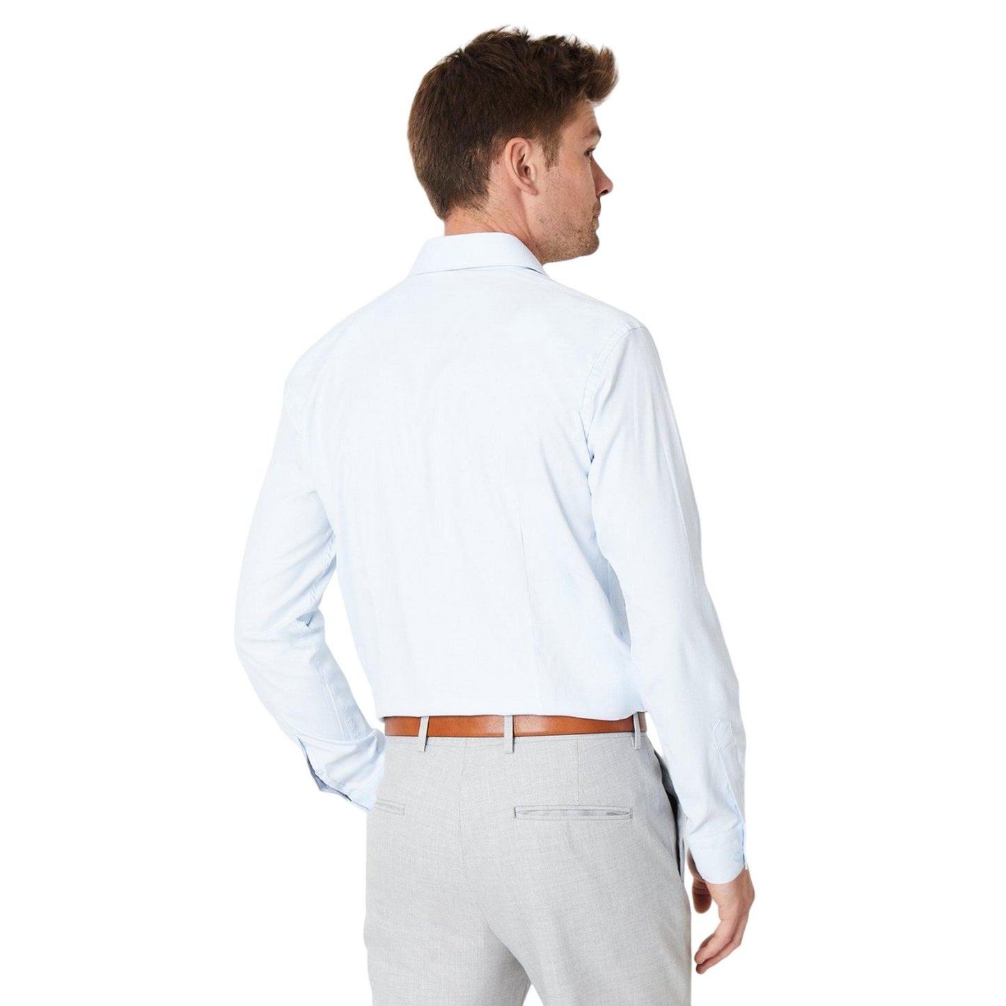 Light Blue - Back - Burton Mens Easy-Iron Slim Formal Shirt (Pack of 2)
