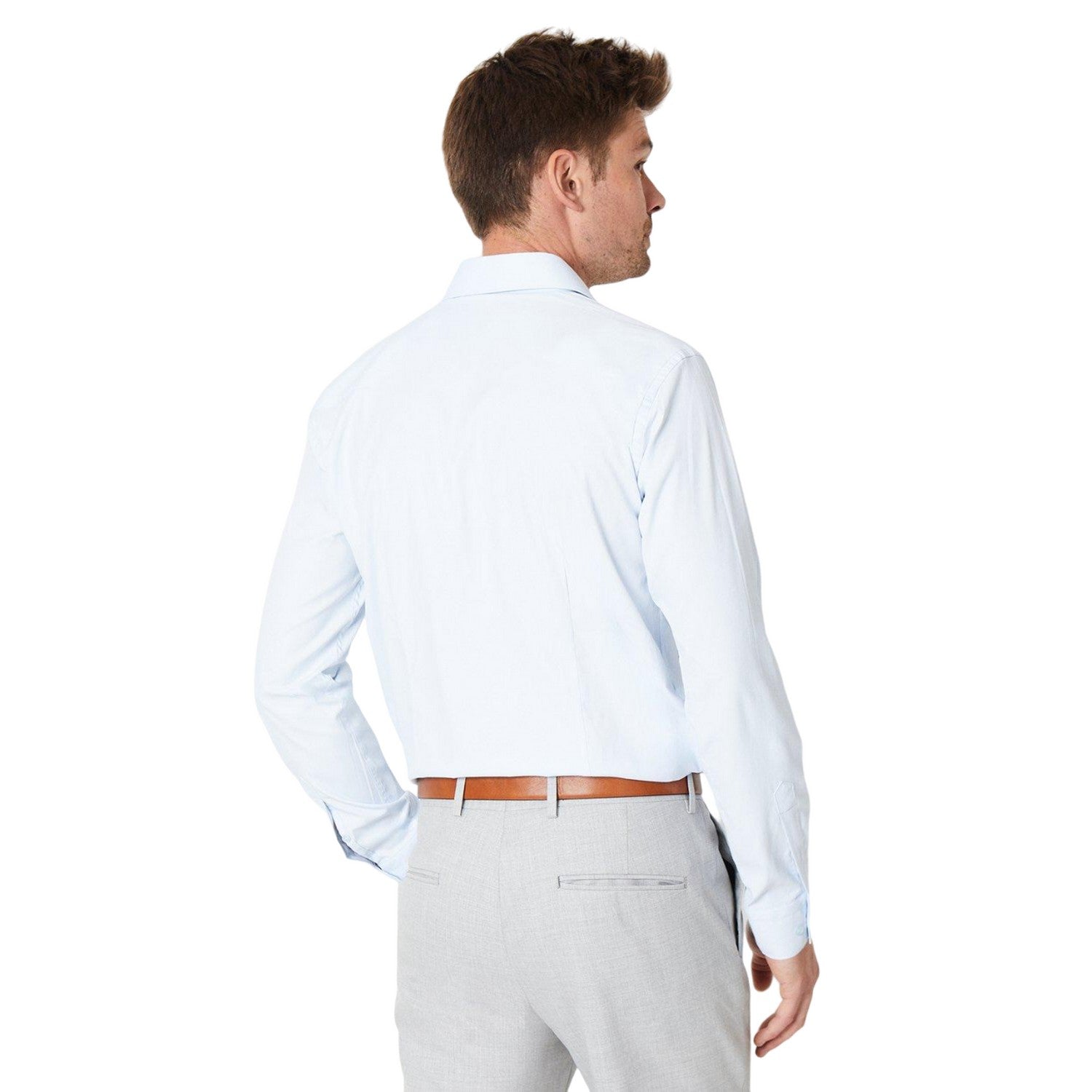 Light Blue - Back - Burton Mens Easy-Iron Slim Formal Shirt (Pack of 2)