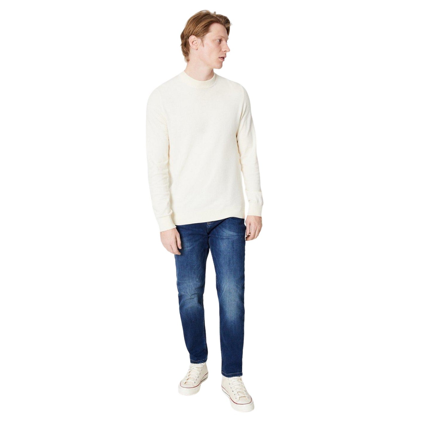 Mid Blue - Side - Burton Mens Denim Tapered Jeans