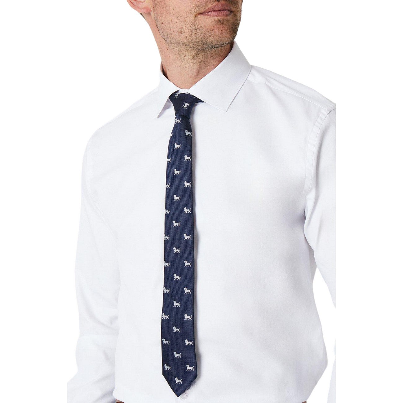 Navy - Side - Burton Mens Euro Lion Tie