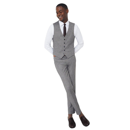 Grey - Lifestyle - Burton Mens Herringbone Slim Waistcoat