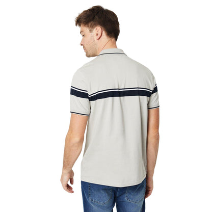 Silver Grey - Back - Burton Mens Chest Placement Contrast Striped Polo Shirt