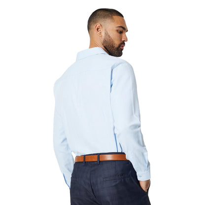 Blue - Back - Burton Mens Herringbone Tailored Formal Shirt