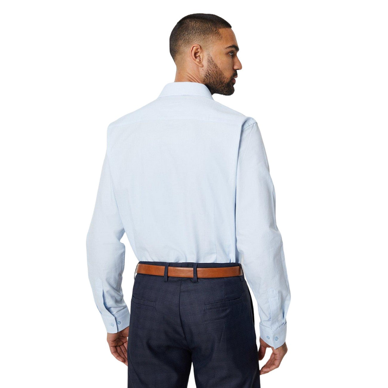 Blue - Back - Burton Mens Twill Slim Formal Shirt