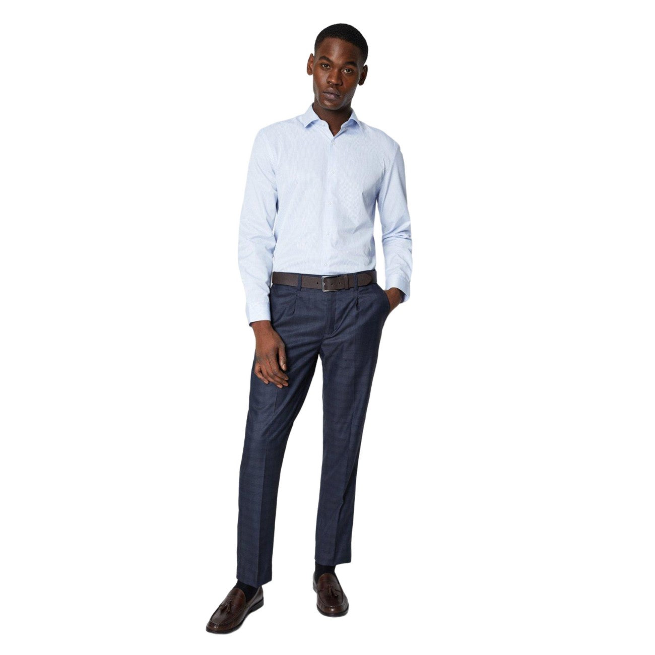 Blue - Side - Burton Mens Fine Stripe Long-Sleeved Shirt