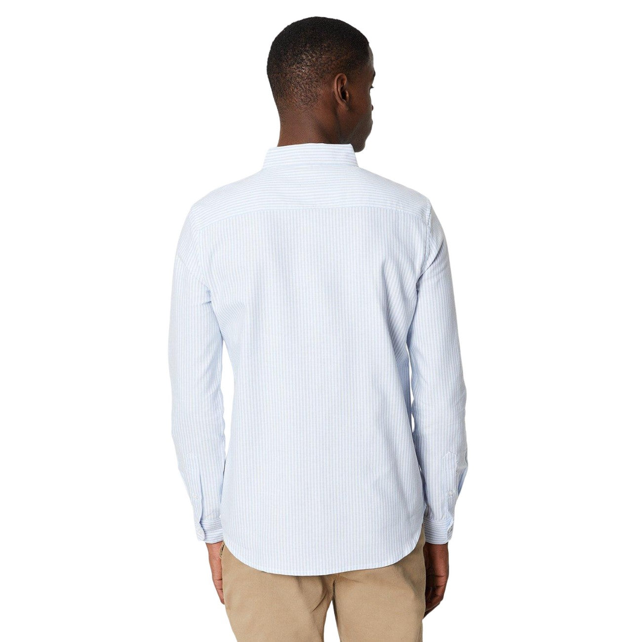 Light Blue - Back - Burton Mens Pinstripe Oxford Long-Sleeved Formal Shirt