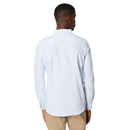 Light Blue - Back - Burton Mens Pinstripe Oxford Long-Sleeved Formal Shirt