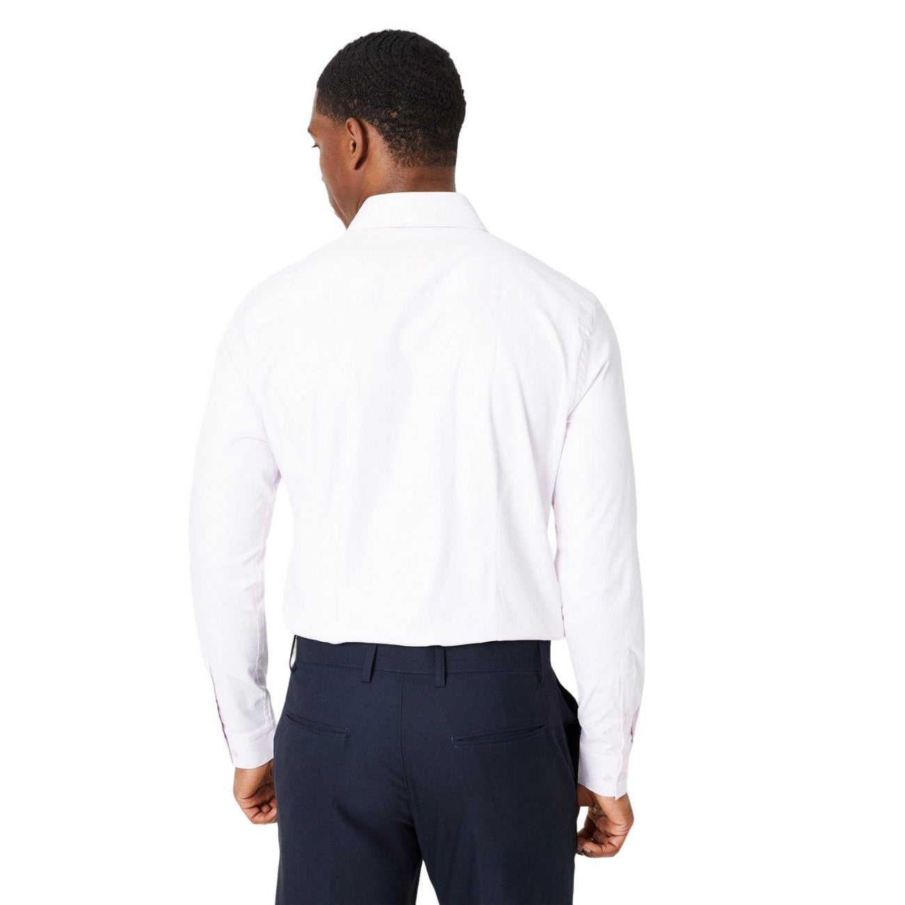 Pink - Back - Burton Mens Easy-Iron Slim Long-Sleeved Formal Shirt