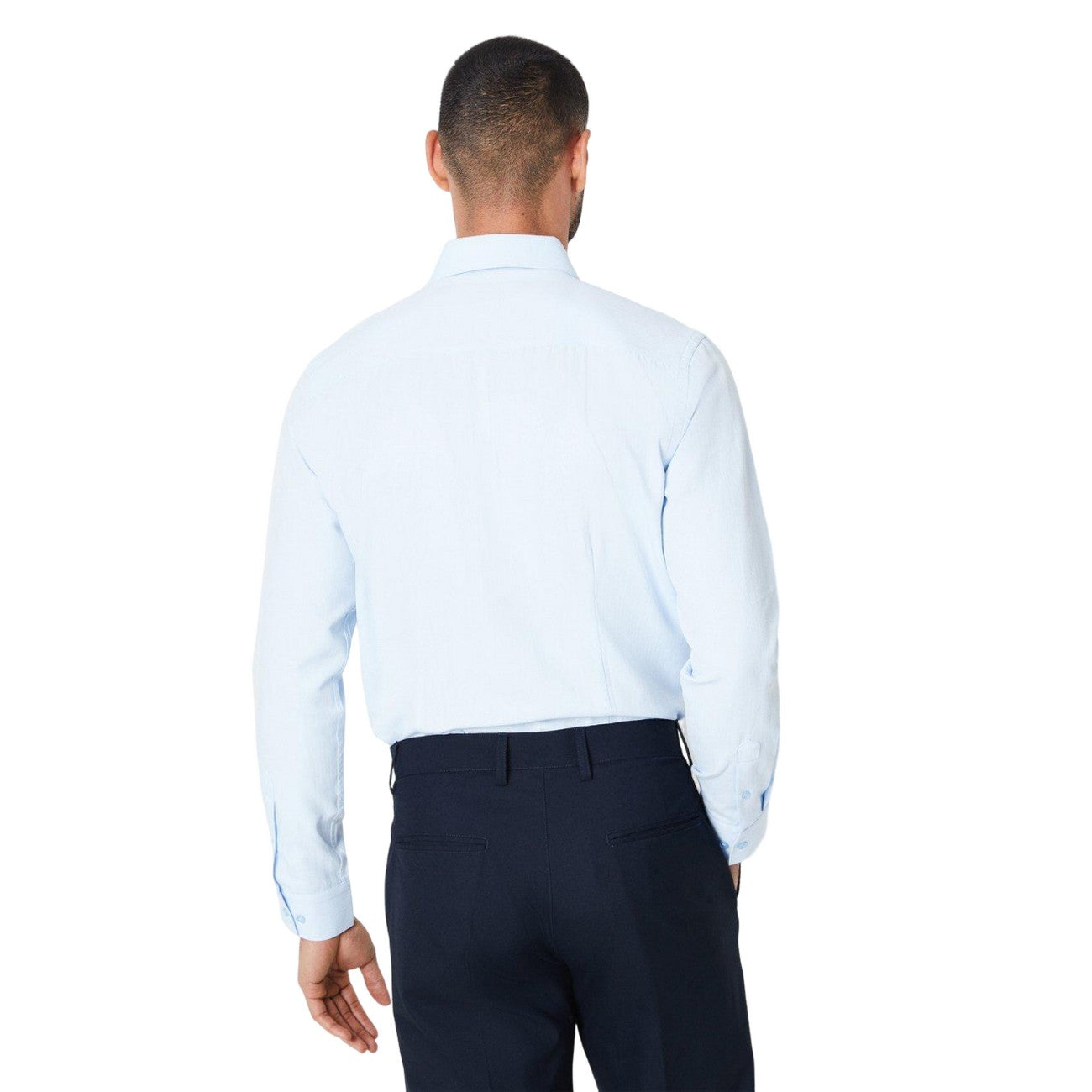 Blue - Back - Burton Mens Herringbone Slim Long-Sleeved Shirt