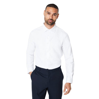 White - Front - Burton Mens Herringbone Slim Long-Sleeved Shirt