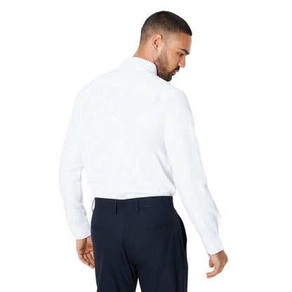 White - Back - Burton Mens Herringbone Slim Long-Sleeved Shirt