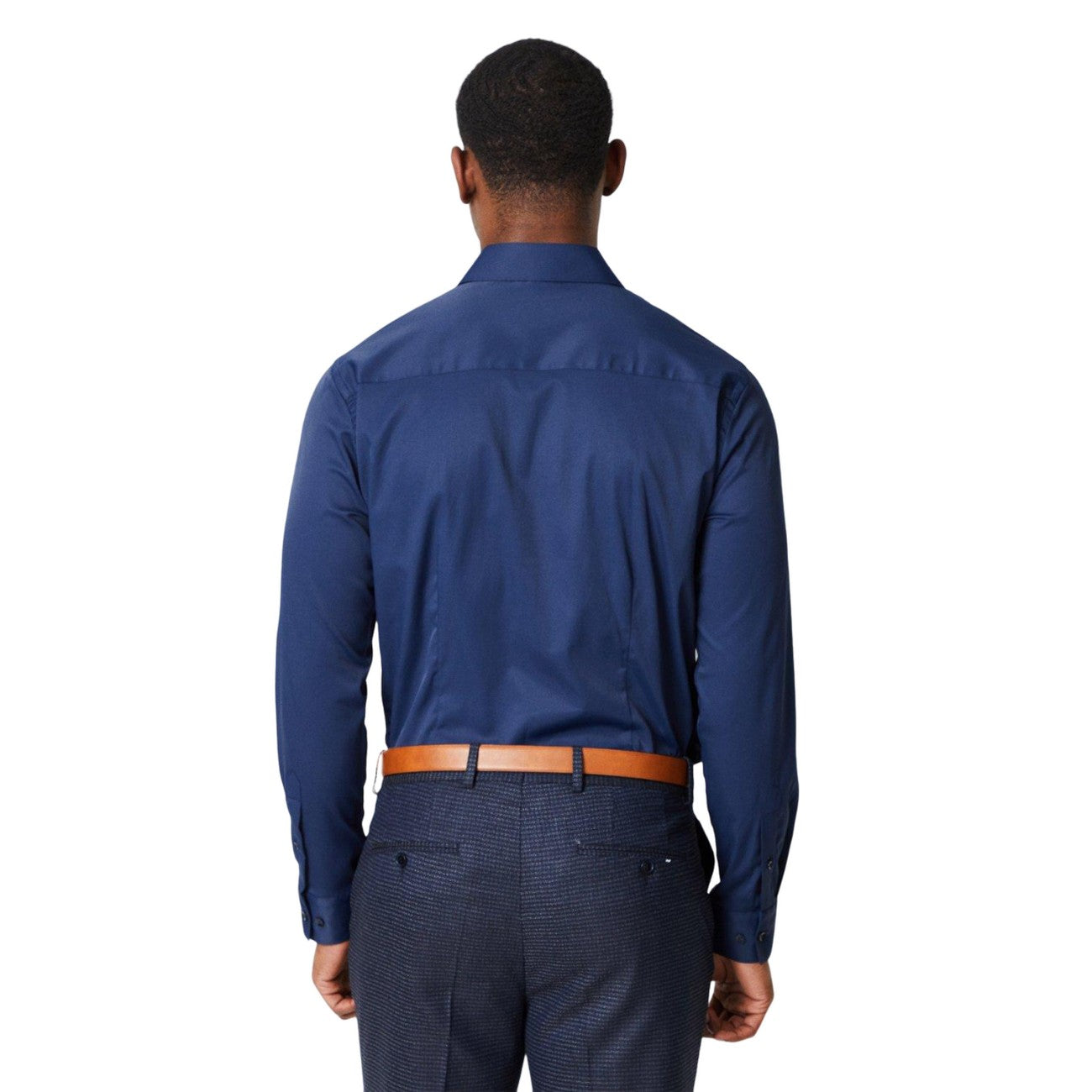 Navy - Back - Burton Mens Easy-Iron Tailored Long-Sleeved Formal Shirt