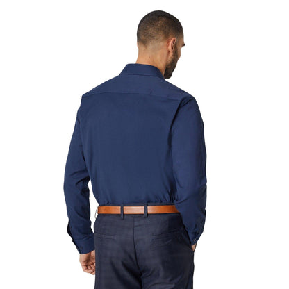 Navy - Back - Burton Mens Stretch Slim Formal Shirt