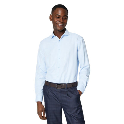 Blue - Front - Burton Mens Herringbone Regular Long-Sleeved Shirt