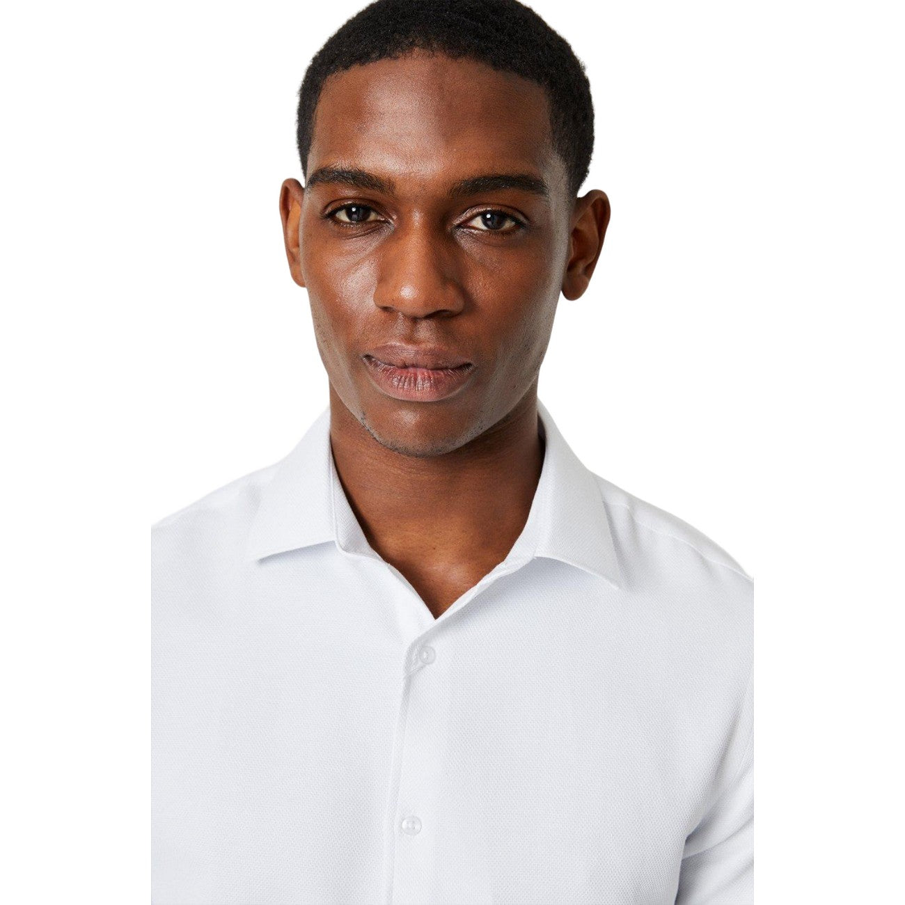 White - Side - Burton Mens Smart Basket Weave Slim Long-Sleeved Shirt