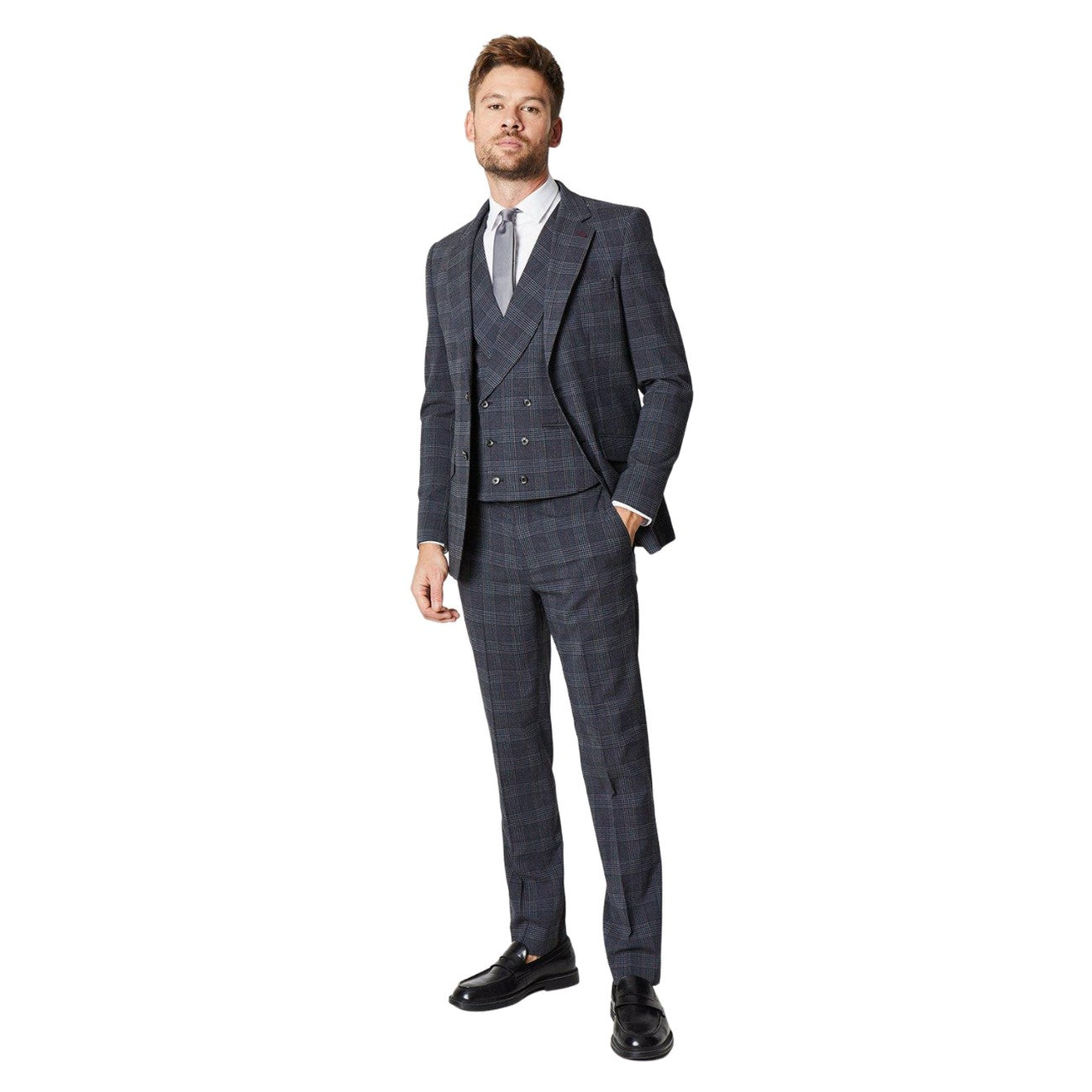 Burgundy - Lifestyle - Burton Mens Retro Check Waistcoat