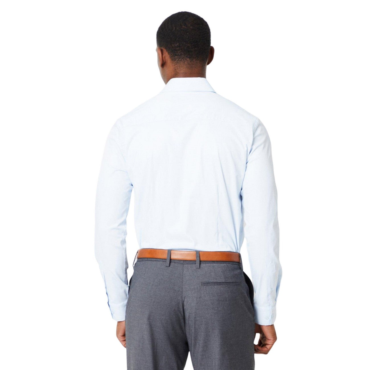 Light Blue - Back - Burton Mens Easy-Iron Plus And Tall Shirt