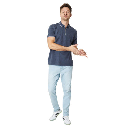 Airforce Blue - Side - Burton Mens Tipped Zip Neck Polo Shirt