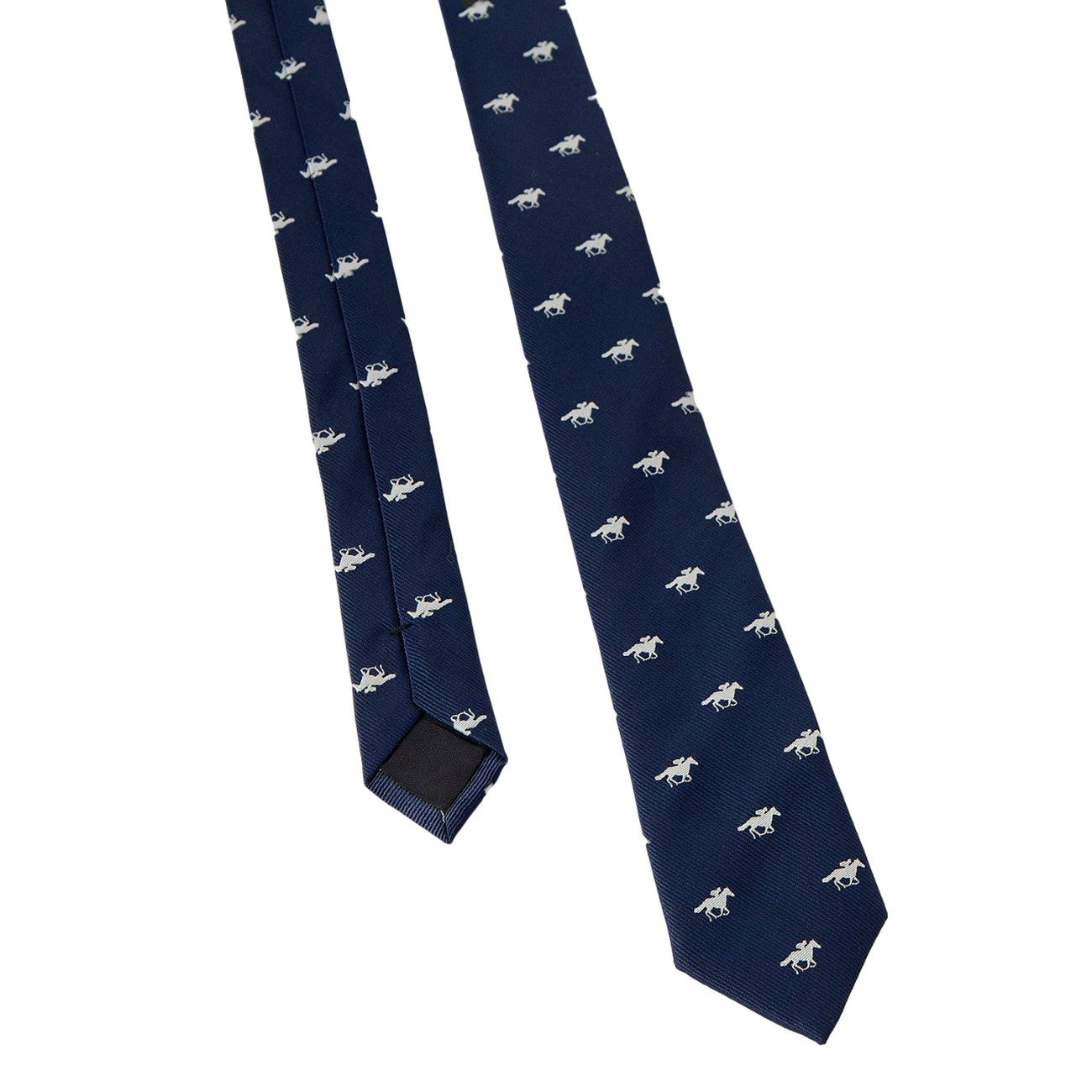 Navy - Side - Burton Mens Horse Racing Jacquard Tie