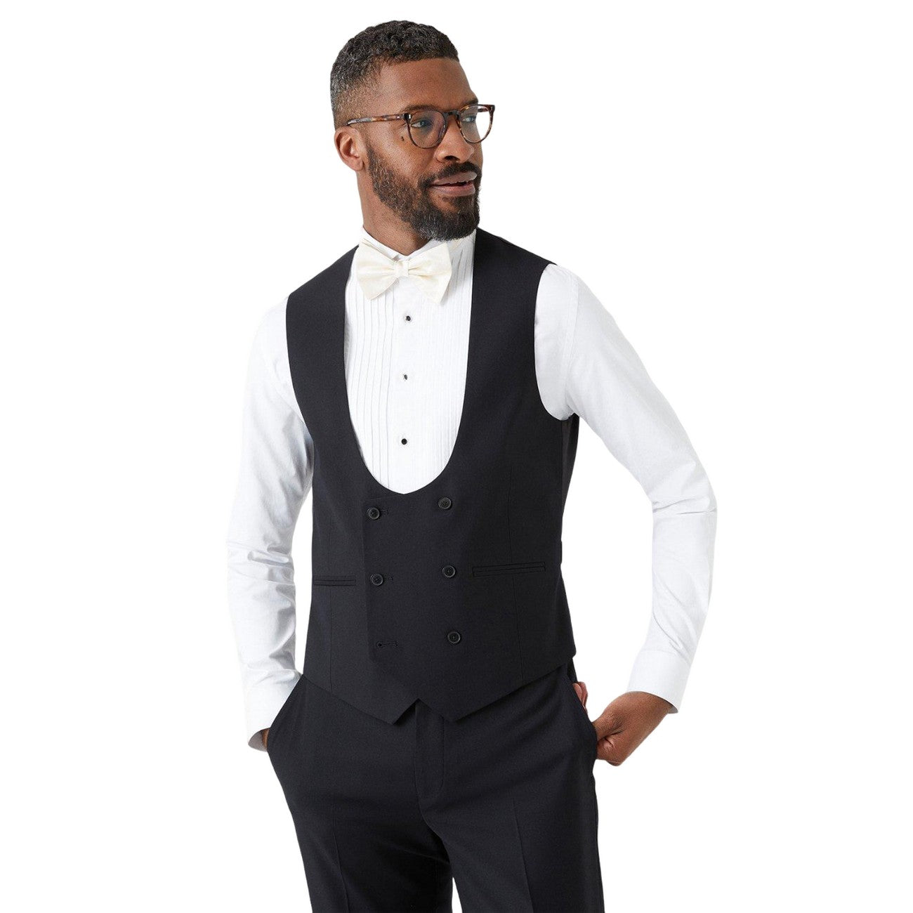Black - Back - Burton Mens Slim Waistcoat