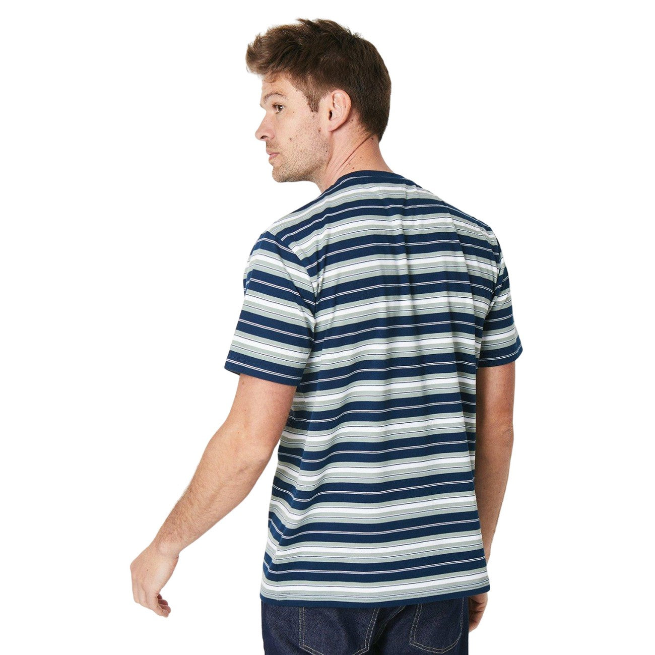 Navy - Back - Burton Mens Richard Stripe T-Shirt
