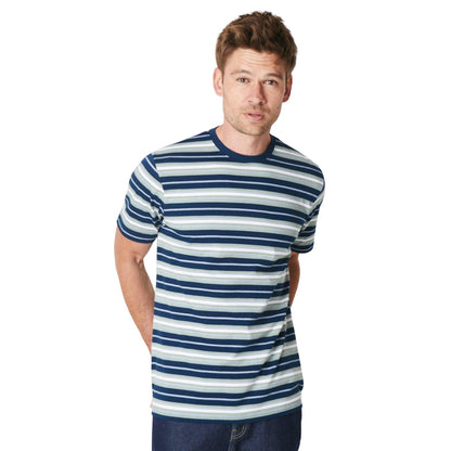 Navy - Front - Burton Mens Richard Stripe T-Shirt