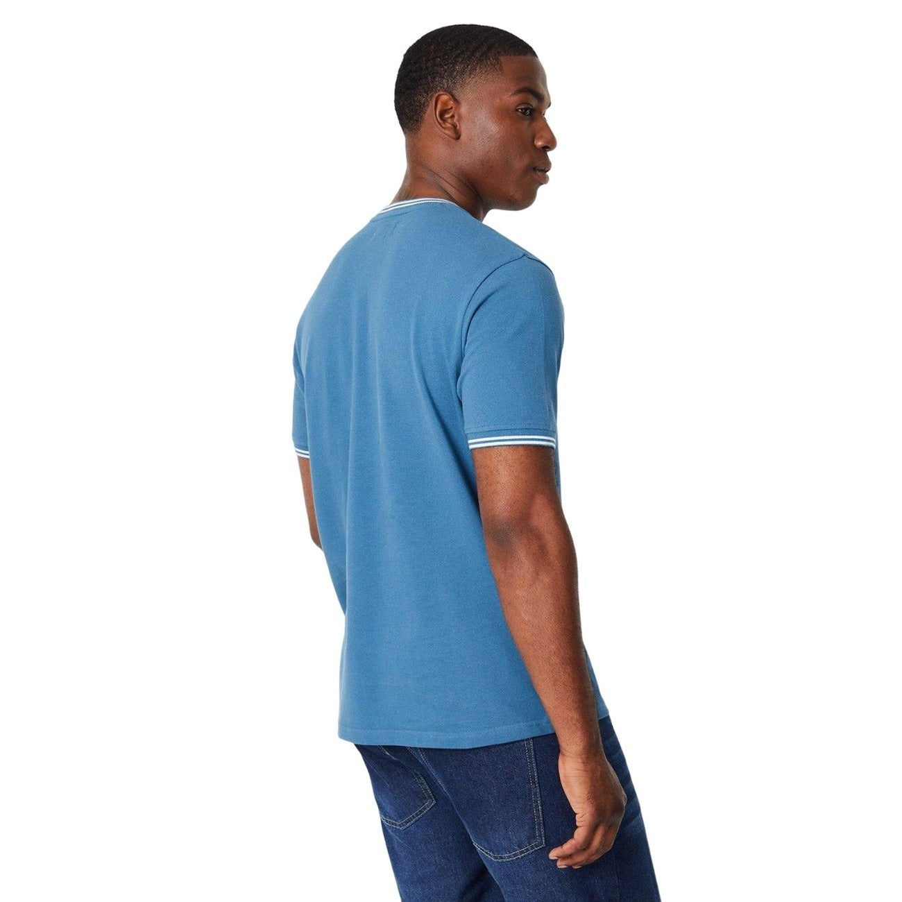 Blue - Back - Burton Mens Pique Tipped T-Shirt