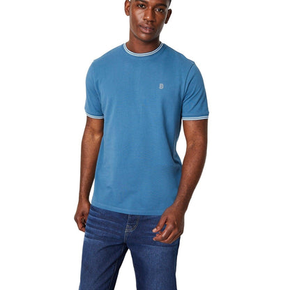 Blue - Front - Burton Mens Pique Tipped T-Shirt