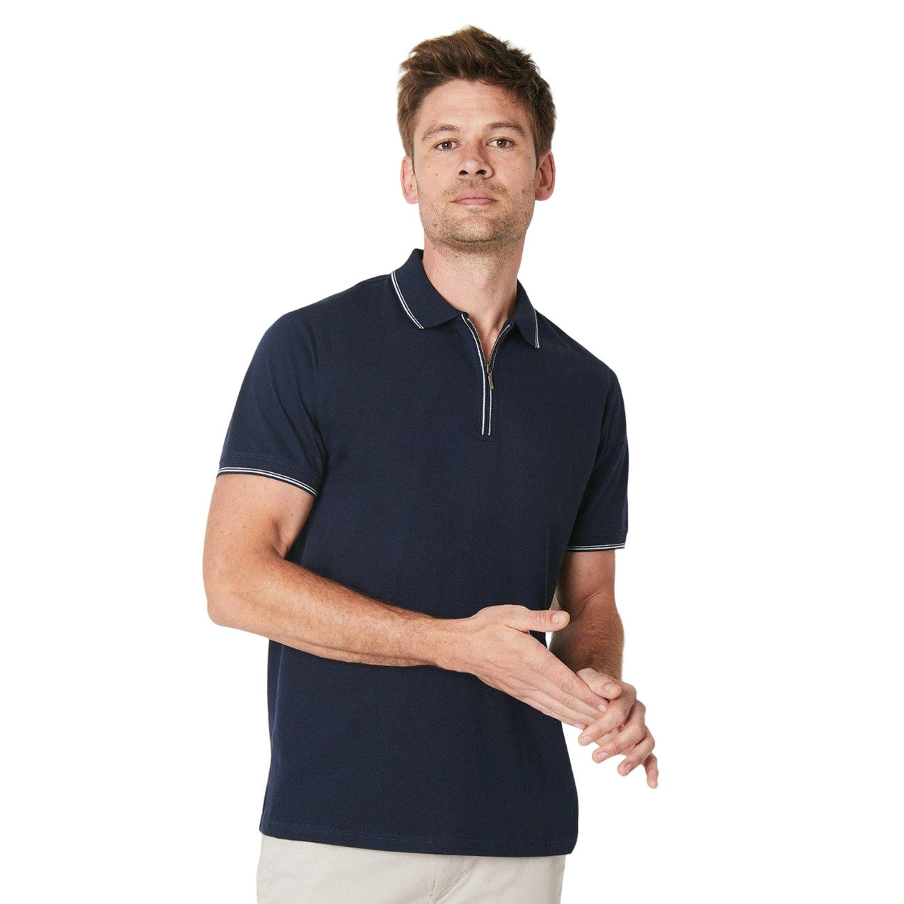 Navy - Front - Burton Mens Fine Tip Polo Shirt