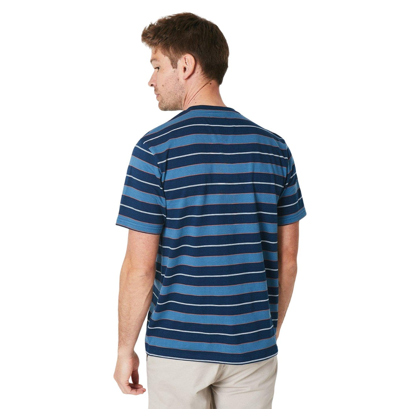 Navy - Back - Burton Mens George Stripe T-Shirt