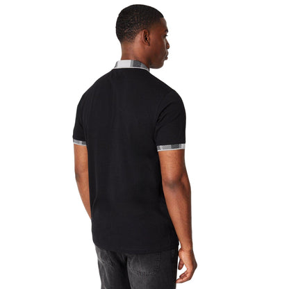 Black - Back - Burton Mens Checked Collar Polo Shirt