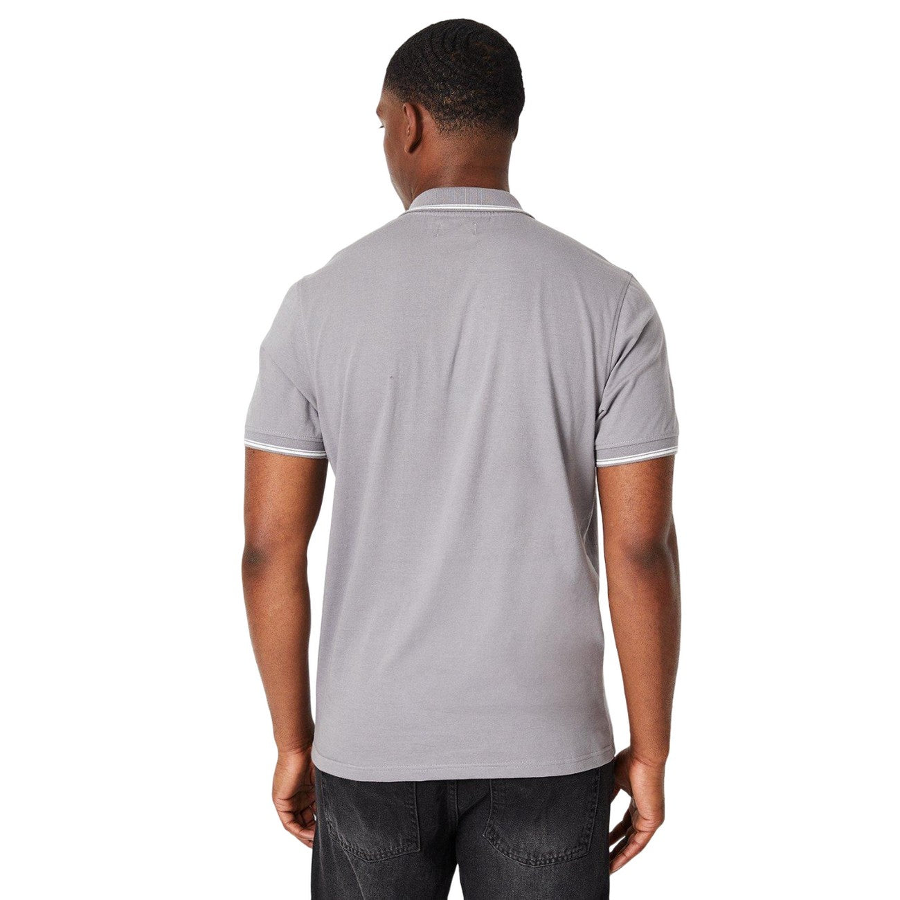 Grey-White - Back - Burton Mens Bowling Stripe Polo Shirt