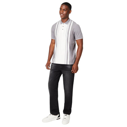 Grey-White - Side - Burton Mens Bowling Stripe Polo Shirt