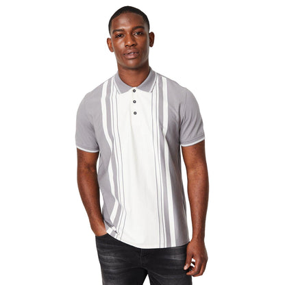 Grey-White - Front - Burton Mens Bowling Stripe Polo Shirt